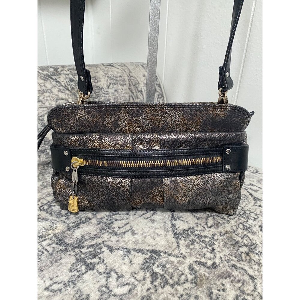 See By Chloé Black Iridescent Metallic Leather Crossbody Bag